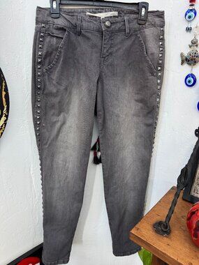 Rachel Roy Size 27 Distressed Gray Jeans with metal embellishments